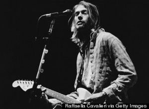 Singer-songwriter and guitarist Kurt Cobain performing with Nirvana in 1994. Cobain committed suicide in April of that year.